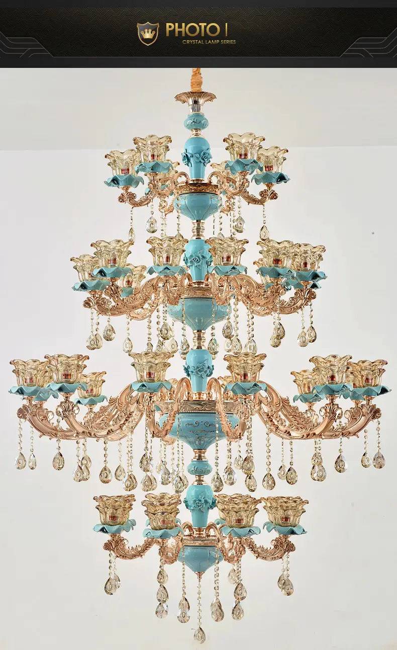 European-Style Duplex Building Chandelier Crystal Lamp