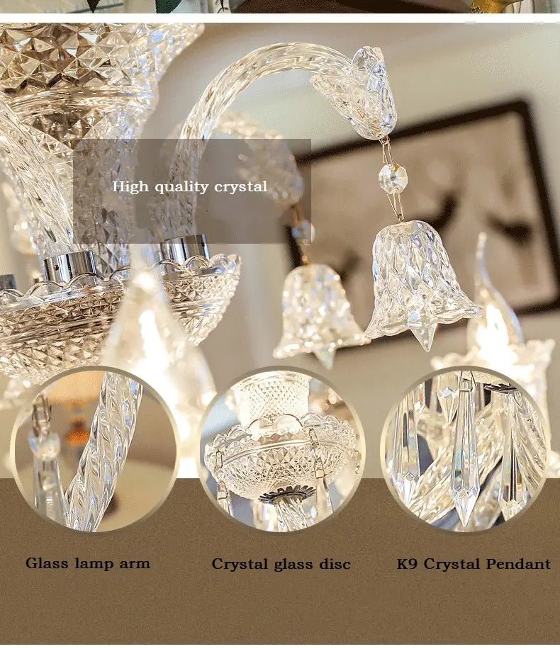 Vintage K9 Crystal Chandelier - Elegant Lighting for Living