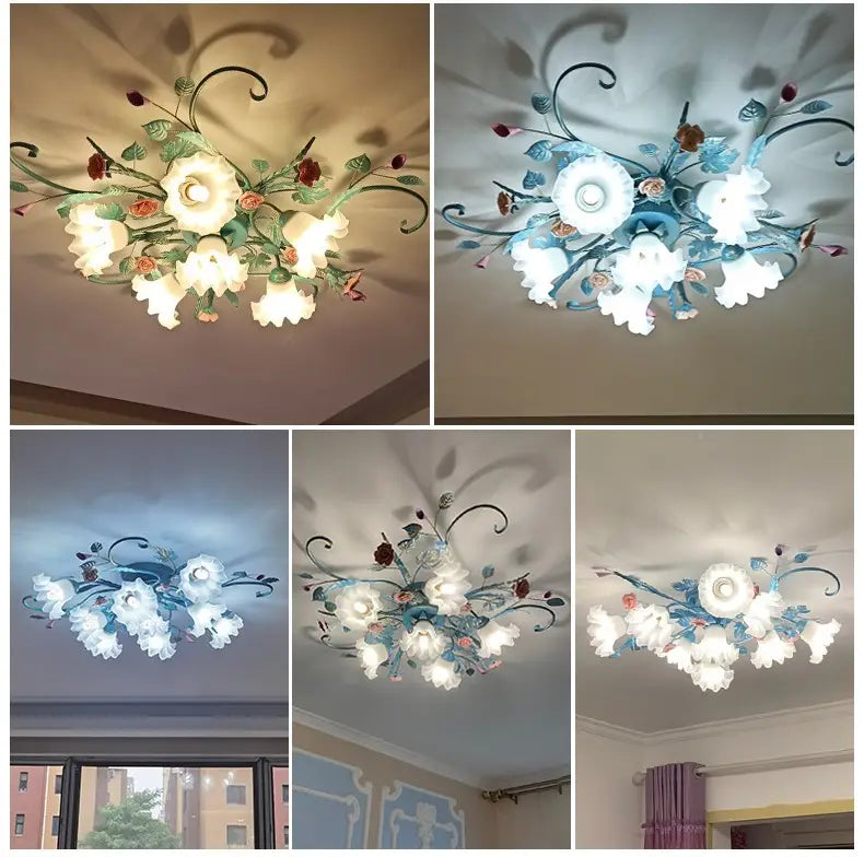 Enchanting Floral Ceiling Lights: Elegant Iron Princess