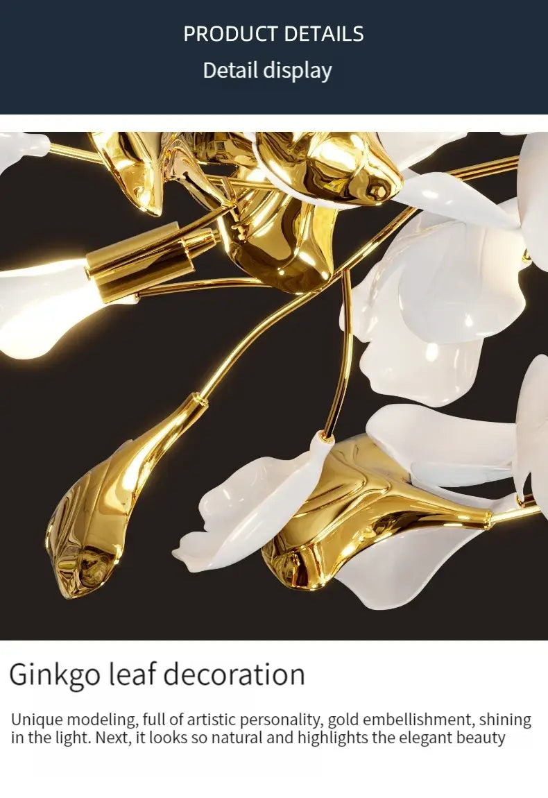 Ava1 - Modern Ginkgo Leaf LED Ceiling Chandelier - Stylish