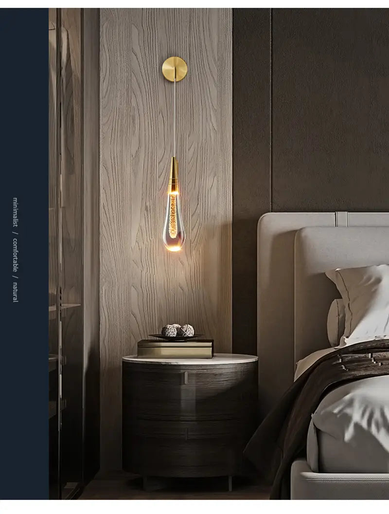 Creative raindrops wall lights living bedroom luxury crystal