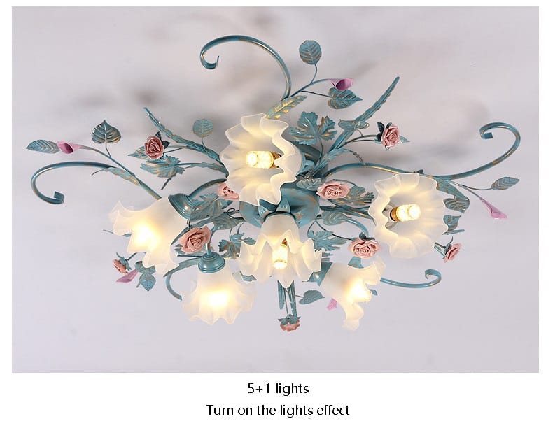 Enchanting Floral Ceiling Lights: Elegant Iron Princess