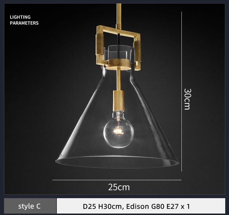 American Retro Edison E27 LED Pendant Light - Gold Metal