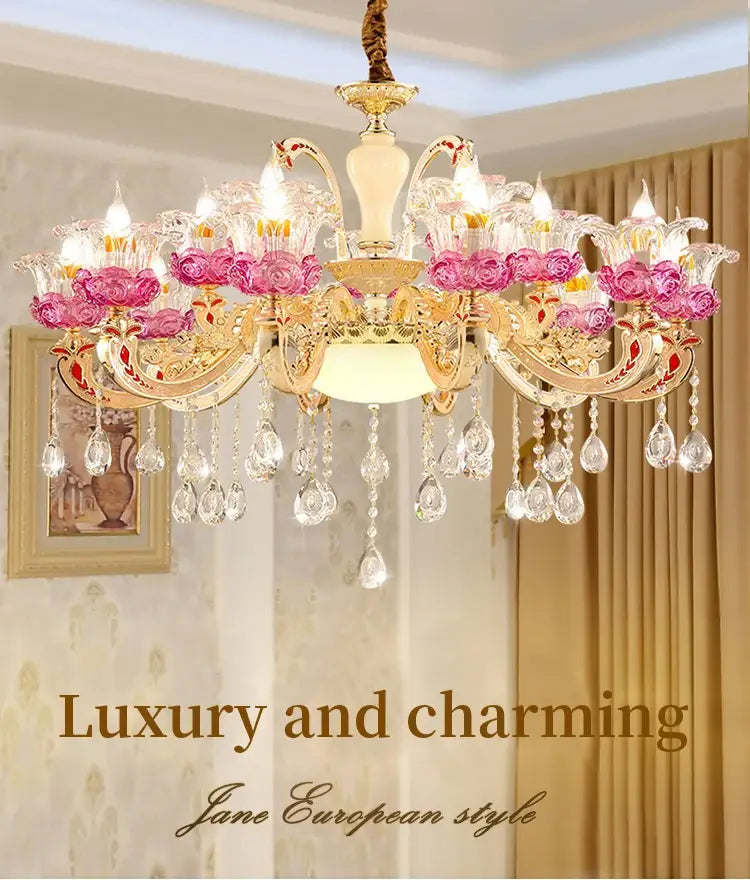 Luxurious European Crystal Flower Chandelier - French Villa