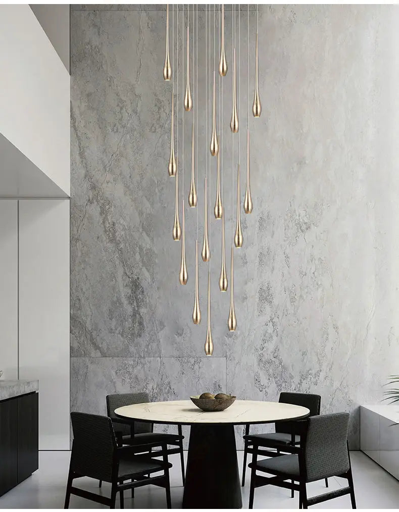 Modern Lighting Gold-Plated Chandelier Minimal Design Luxury