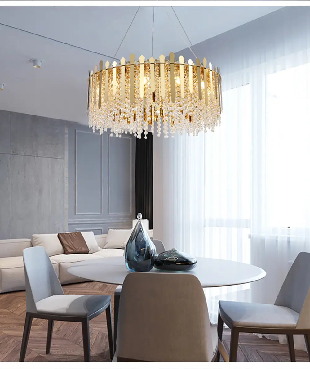 Luxury Dimmable LED Ceiling Chandeliers - Glass Gold Hanging