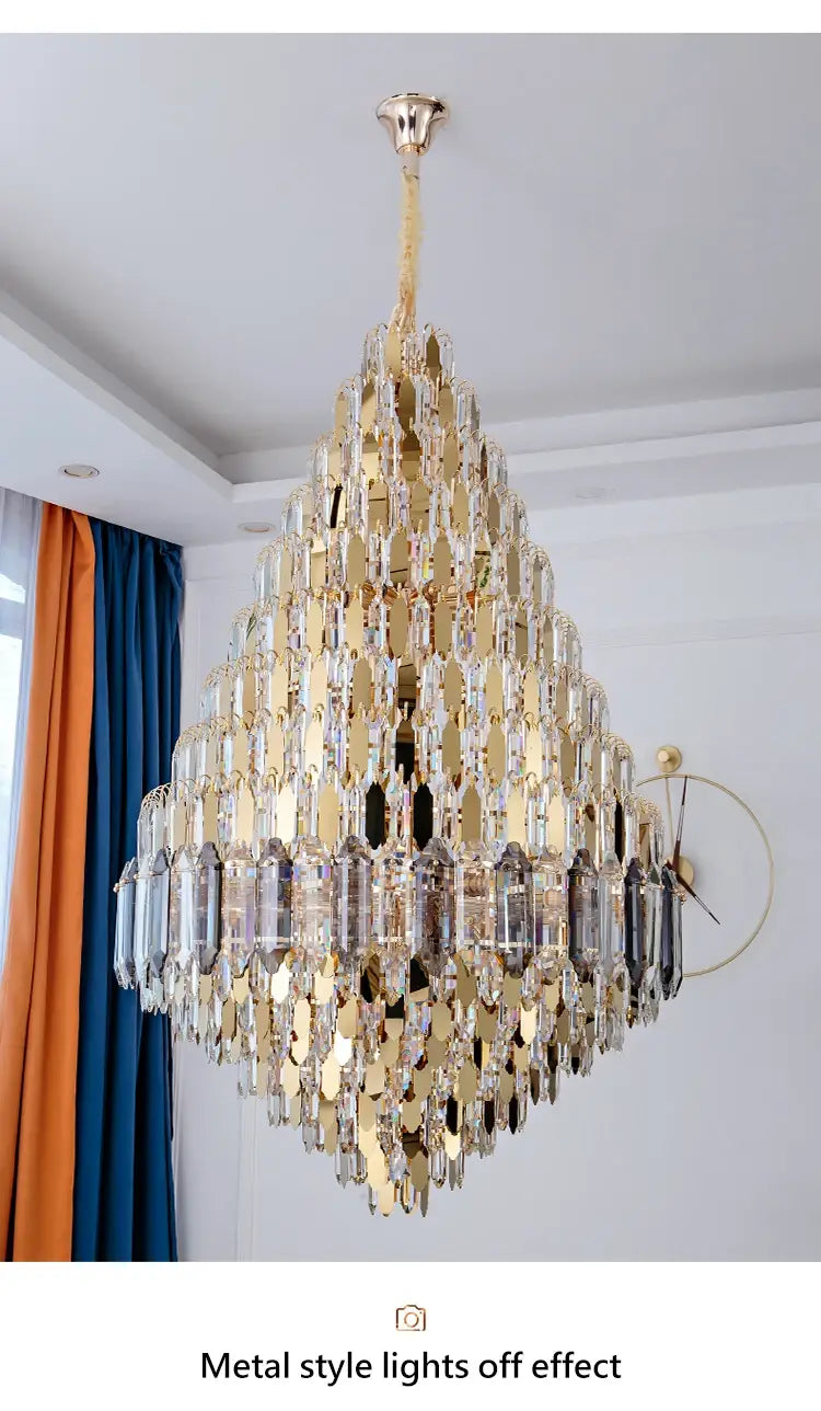 Large Chandelier Indoor Decorative Luxurious Golden Amber