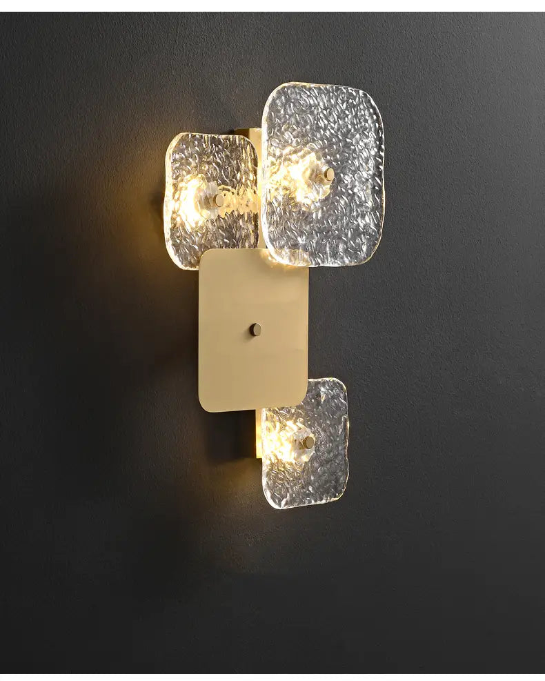 Art Design Brass Wall Lights Clear Glass Parlor Hotel Room