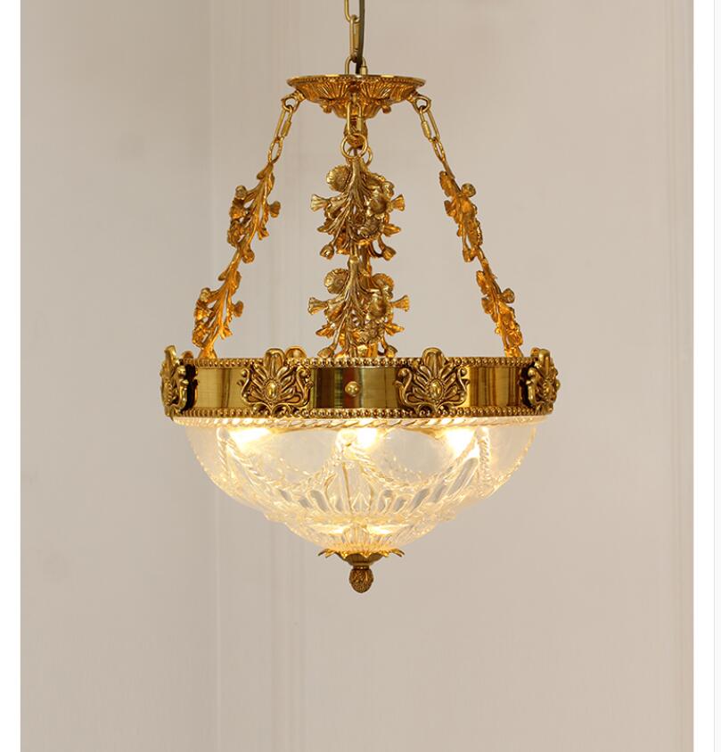 European-Style Copper Semi-Flush Ceiling Lamp - French