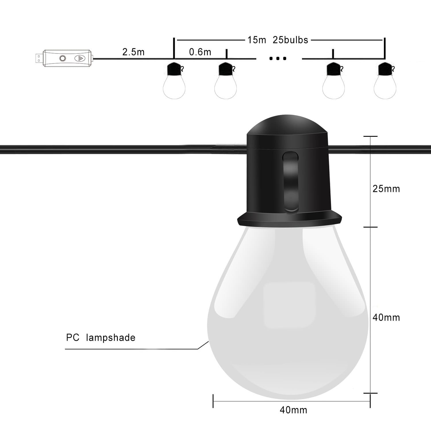 Bluetooth LED G40 String Lights: Vibrant Decor for Gazebos,
