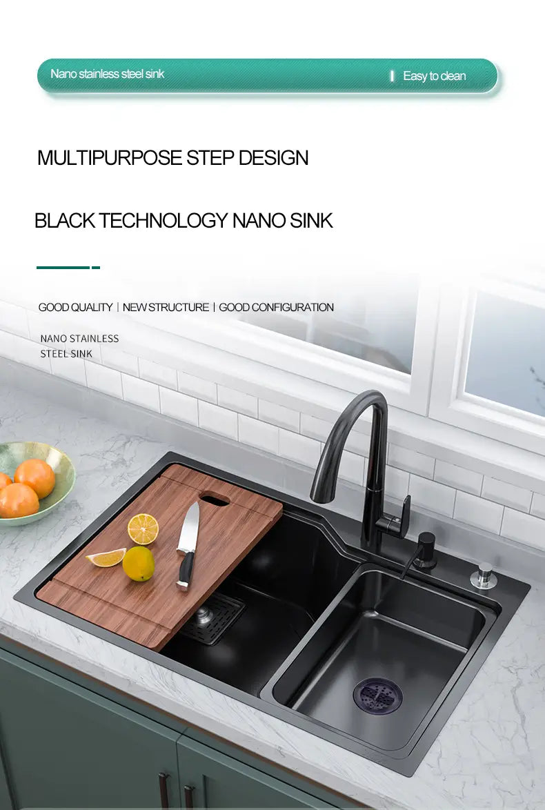 Kitchen Sink Large Nano 304 Stainless Steel Bowl Washbasin