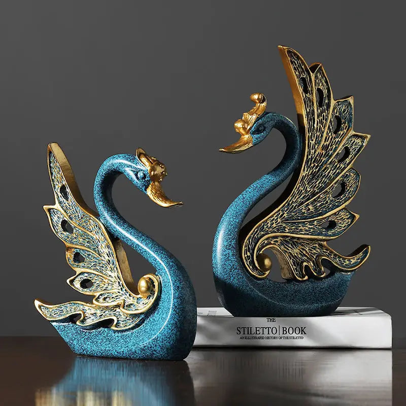 Creative Swan Figurines - Resin Crafts for Bedroom