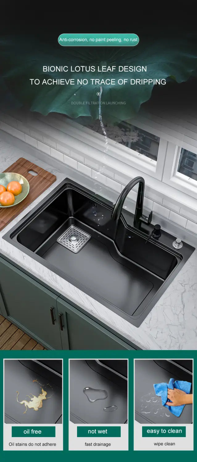 Kitchen Sink Large Nano 304 Stainless Steel Bowl Washbasin