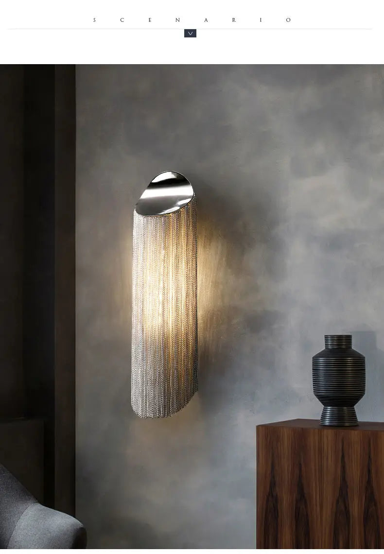 Modern Simple Tassel Wall Lamp Living Room Background