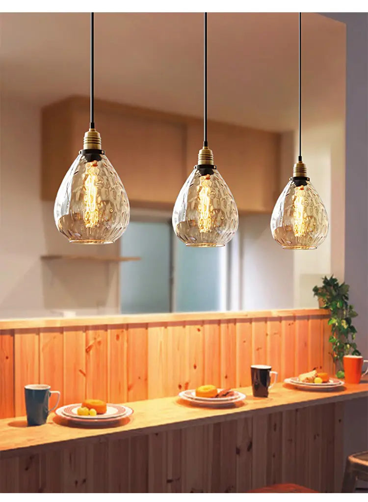 Luxury Retro Industrial Water Ripples Glass Pendant Lights