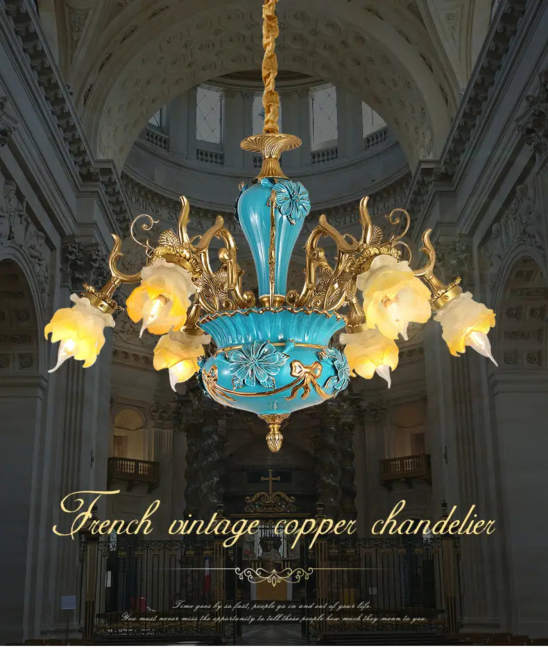 French Ceramic Chandelier European-Style Villa Restaurant