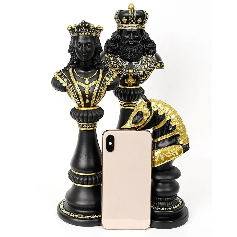 Vintage Chess Statue Decor: Resin Creative Sculpture for