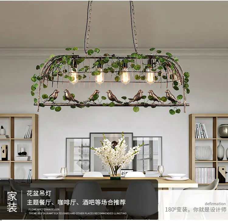 Net Red Plant Chandelier Green Plant Bird Light Bar Music