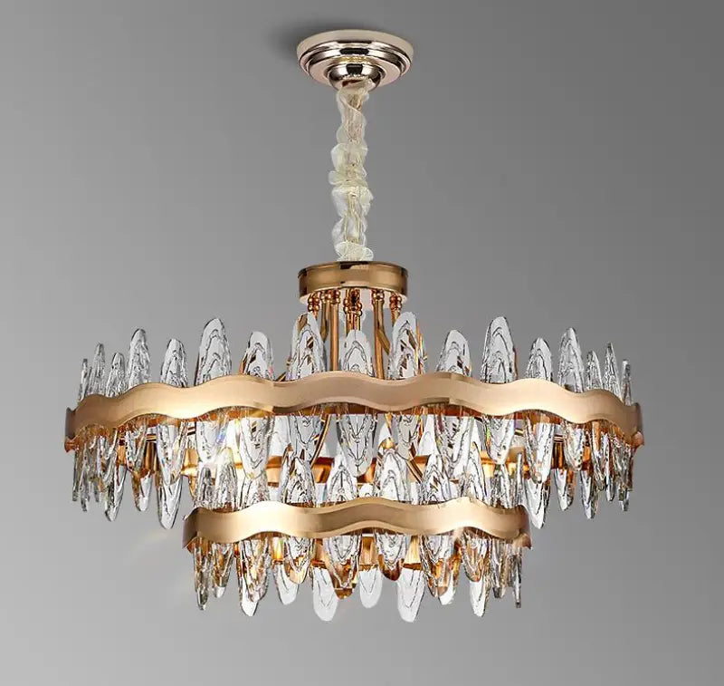 Living room luxury crystal chandeliers modern island