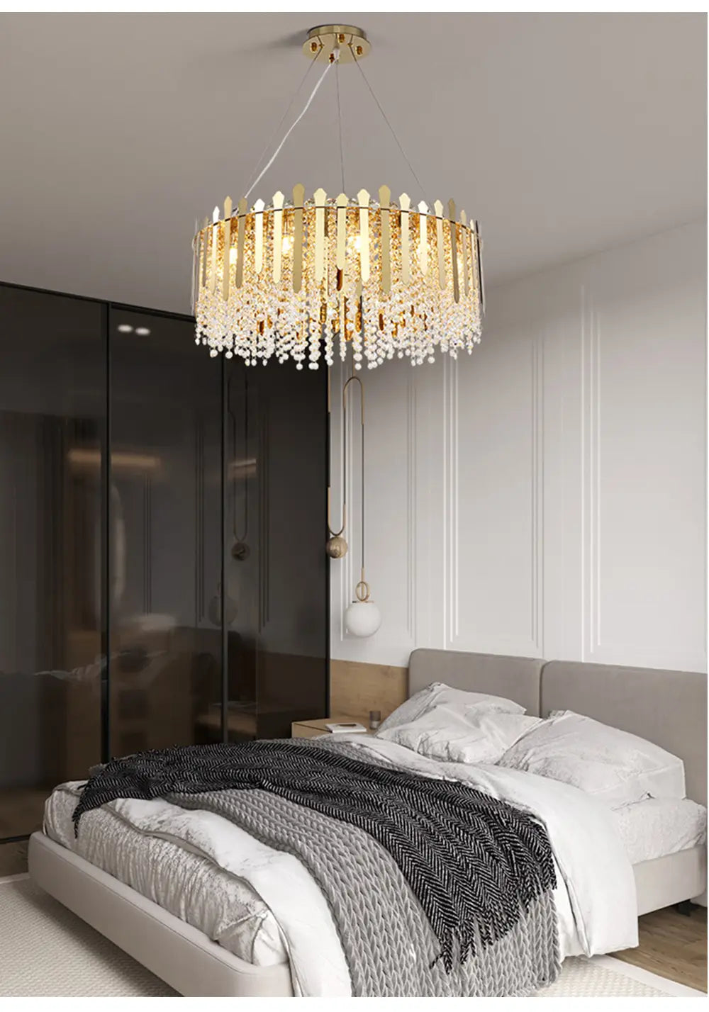 Luxury Dimmable LED Ceiling Chandeliers - Glass Gold Hanging