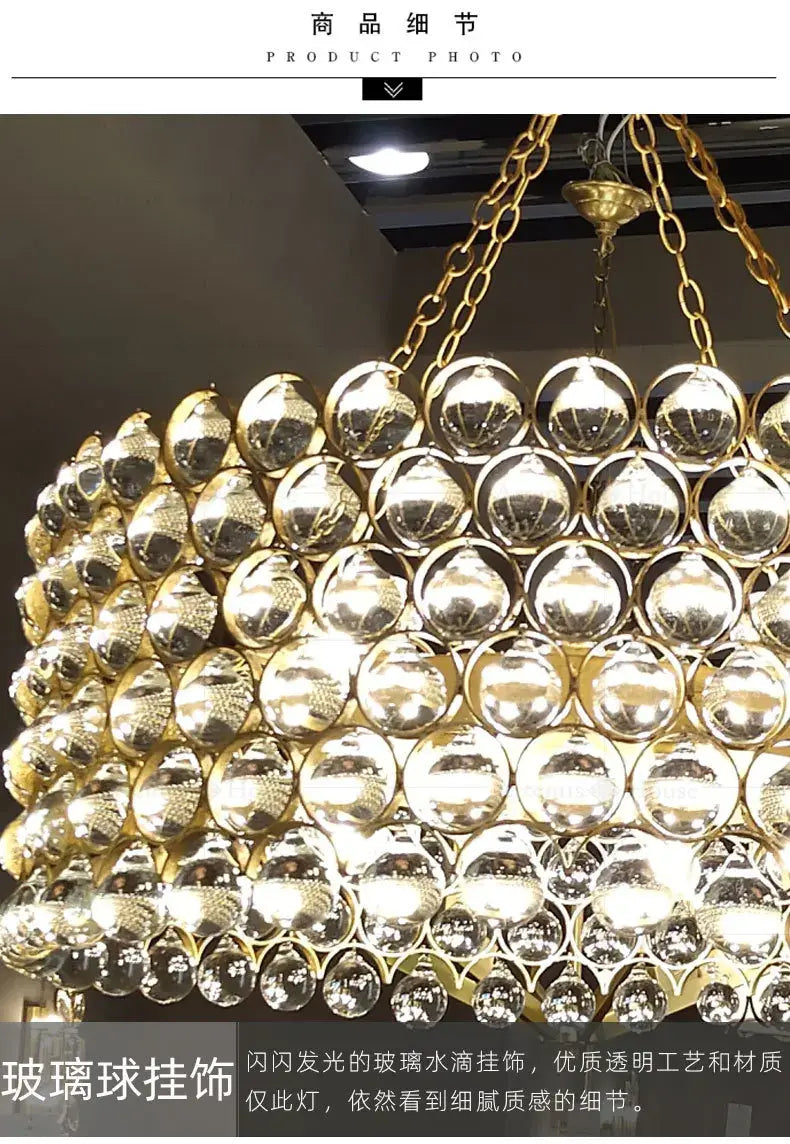 Modern Crystal Chandelier Ceiling Lamp - Gold/Silver Finish