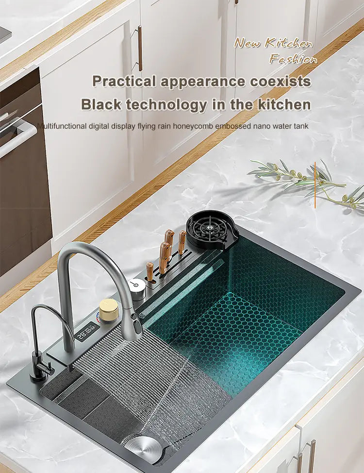 New Waterfall Sink Stainless Steel Kitchen Sink Large Single