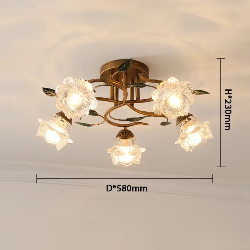 Bella European Vintage LED Ceiling Light - Green Plant