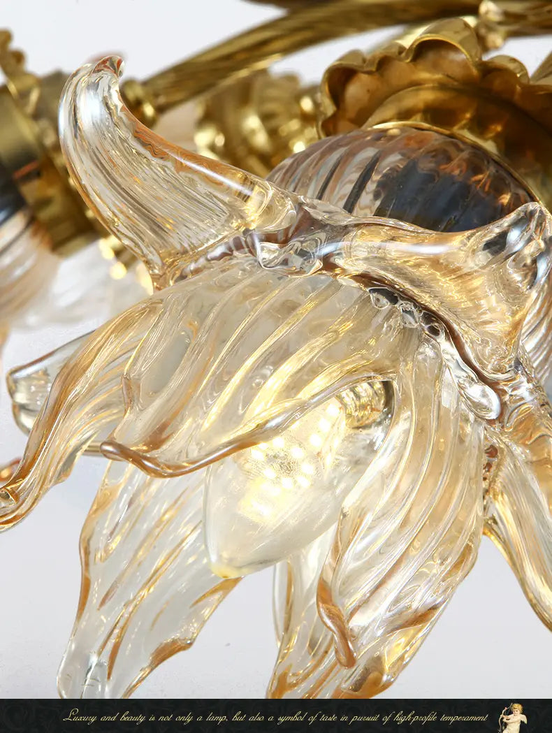 European New Design Led Glass Lampshade Light Brass Pendant