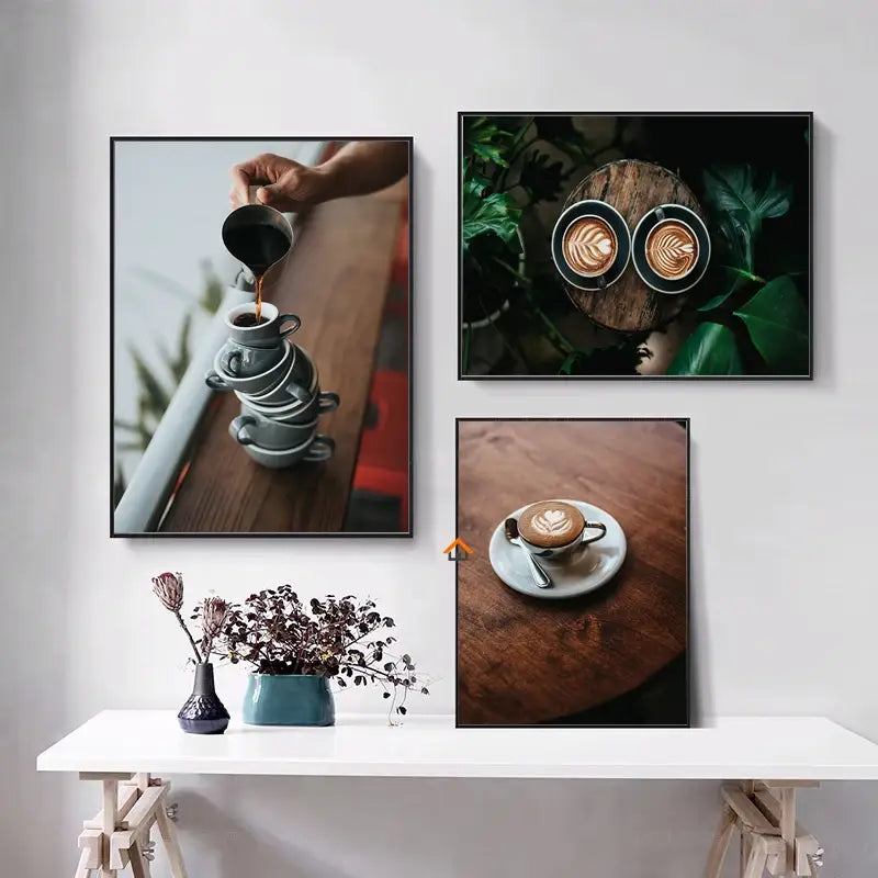 Nordic Coffee and Afternoon Tea Canvas Wall Art: Decorative