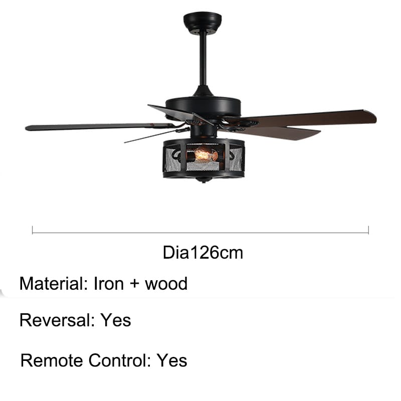 Drum Black Ceiling Fan with Light - Includes Remote Control,
