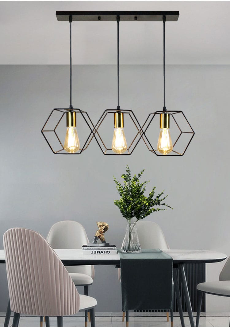 Modern Creative LED Chandelier Hanging Lamp Geometric Metal