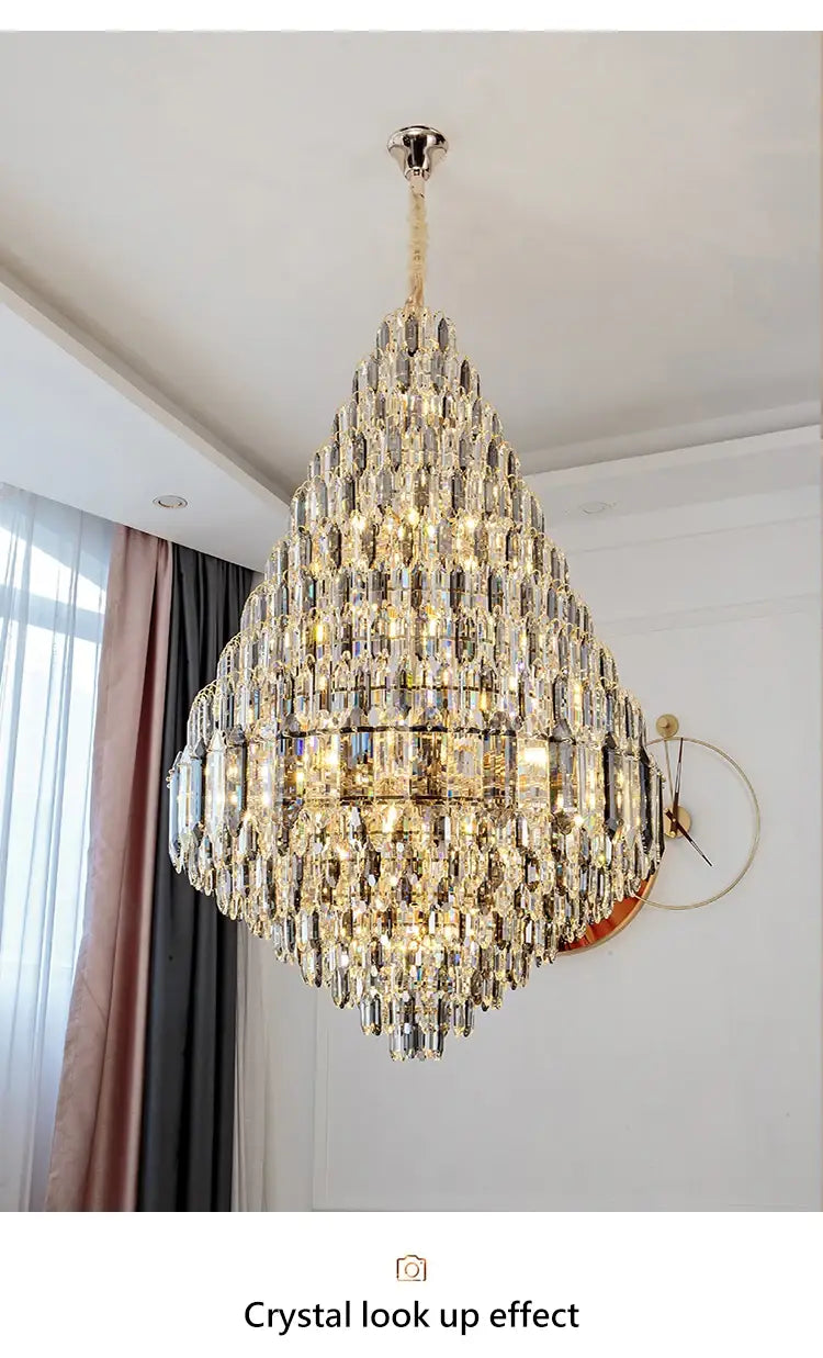 Large Chandelier Indoor Decorative Luxurious Golden Amber