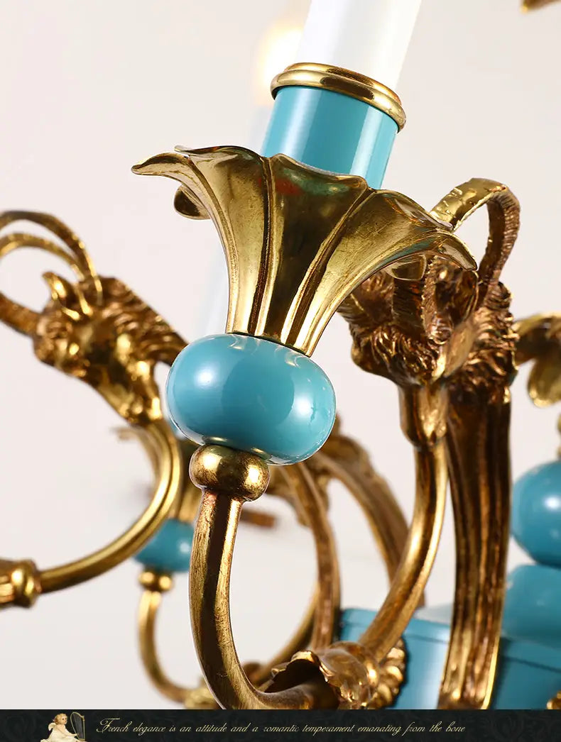 Nouveau - Vintage French Full Brass Decorative Chandelier