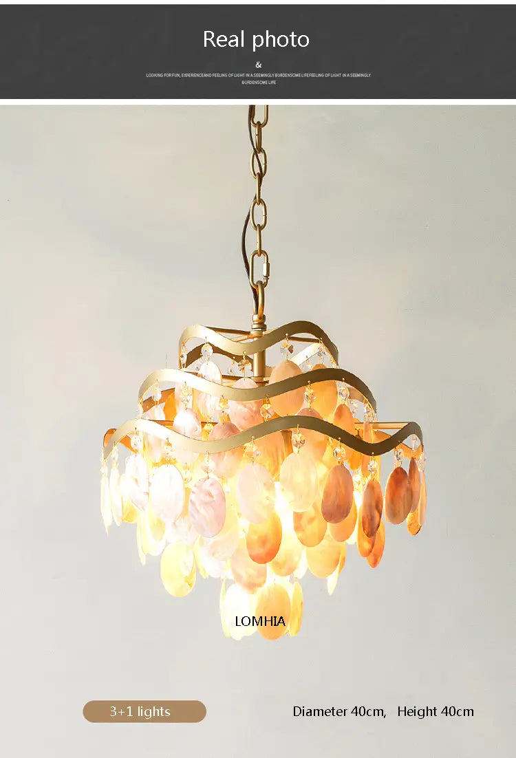 Ac90-260v White Capiz Pendant Lamp Seashell Chandeliers