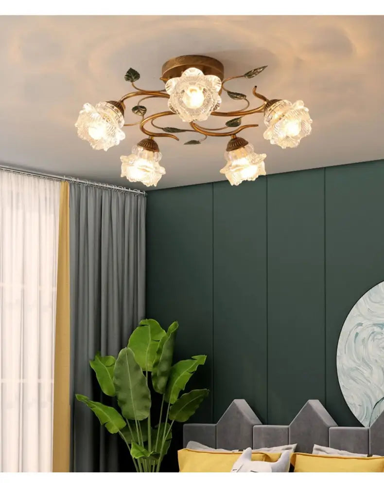 Bella European Vintage LED Ceiling Light - Green Plant