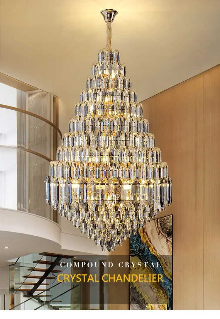 Large Chandelier Indoor Decorative Luxurious Golden Amber