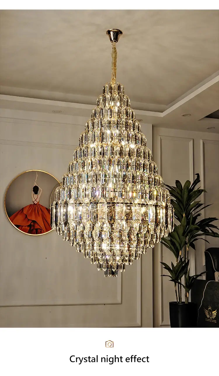 Large Chandelier Indoor Decorative Luxurious Golden Amber