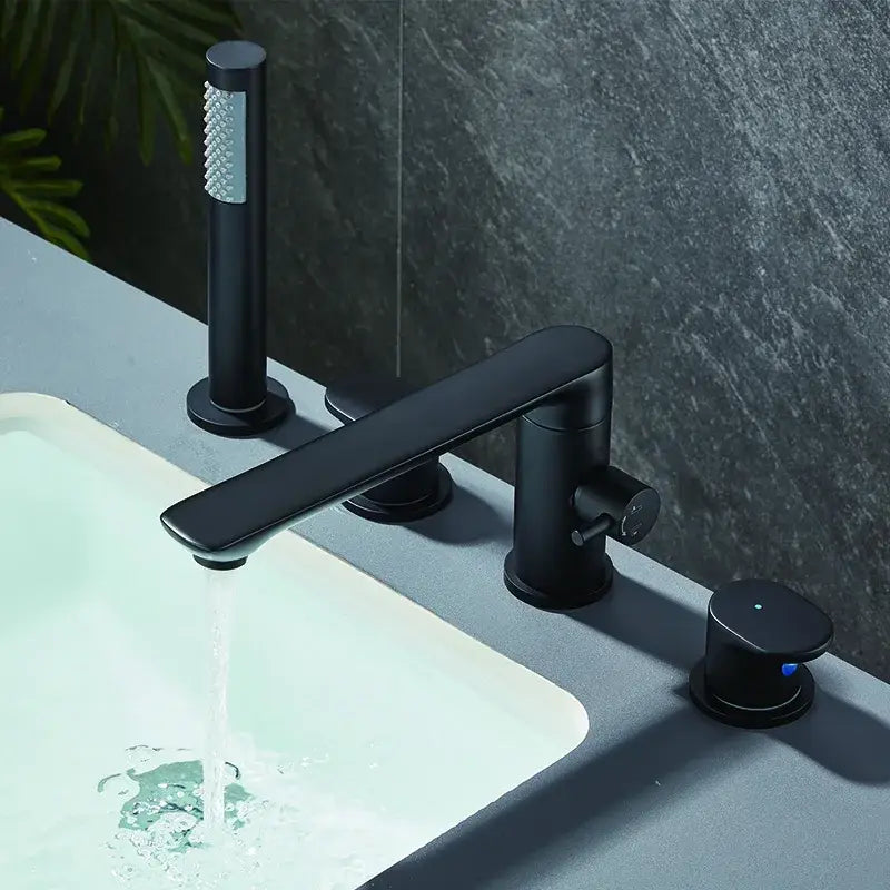 4Pcs Bathroom Bathtub Faucet Basin Faucet Deck Mounted