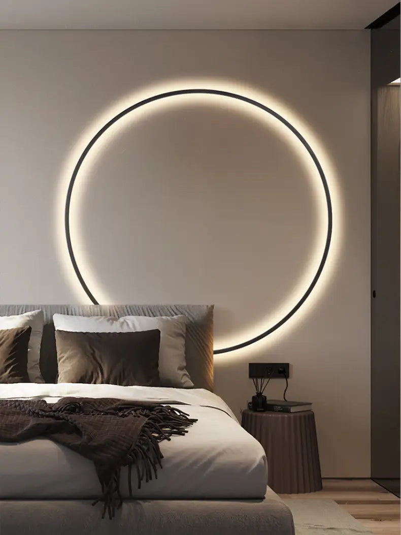Nordic Art Circle Background Led Wall Lamp Romantic Home