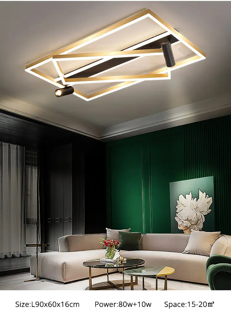 Golden Ultra-thin Living Room Headlights New Ceiling Lamp