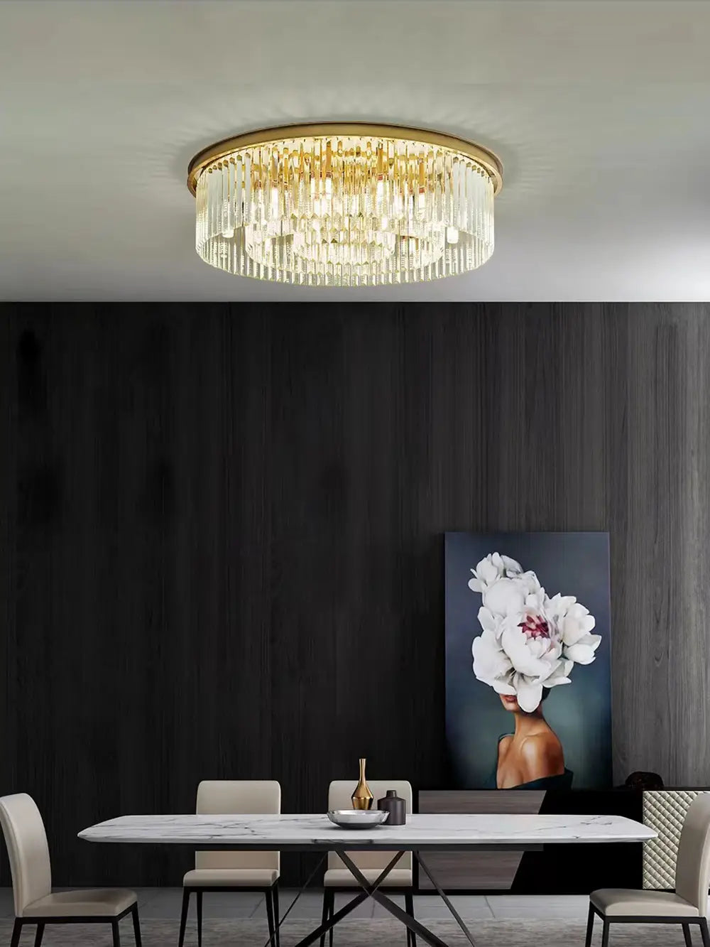 Remote-Controlled LED Crystal Ceiling Chandelier - Modern