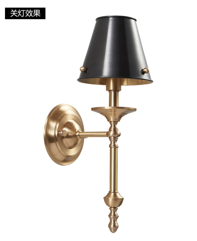 Aisha - American copper wall lamp black/gold living room