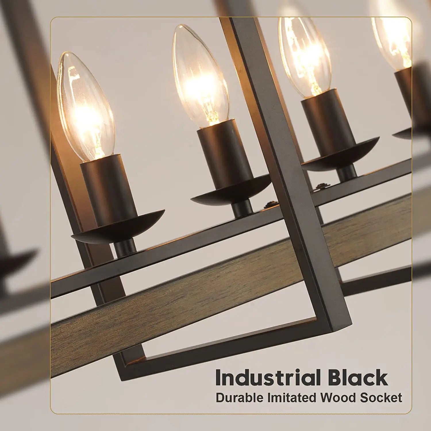 Vintage Wood Chandelier Black Industrial Retro Pendant