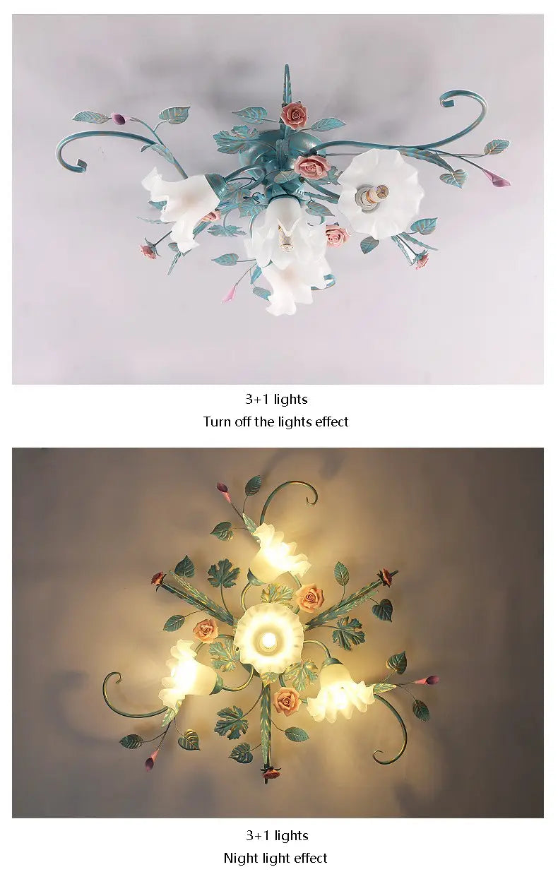 Enchanting Floral Ceiling Lights: Elegant Iron Princess