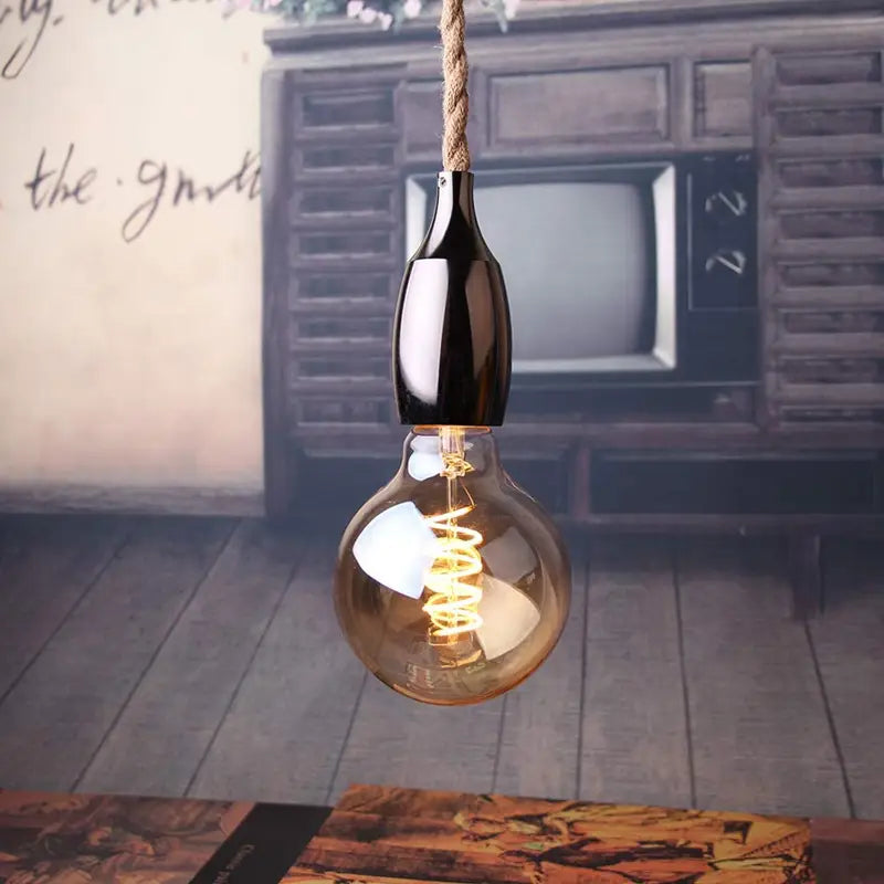 Retro hemp rope industrial chandelier base electroplating