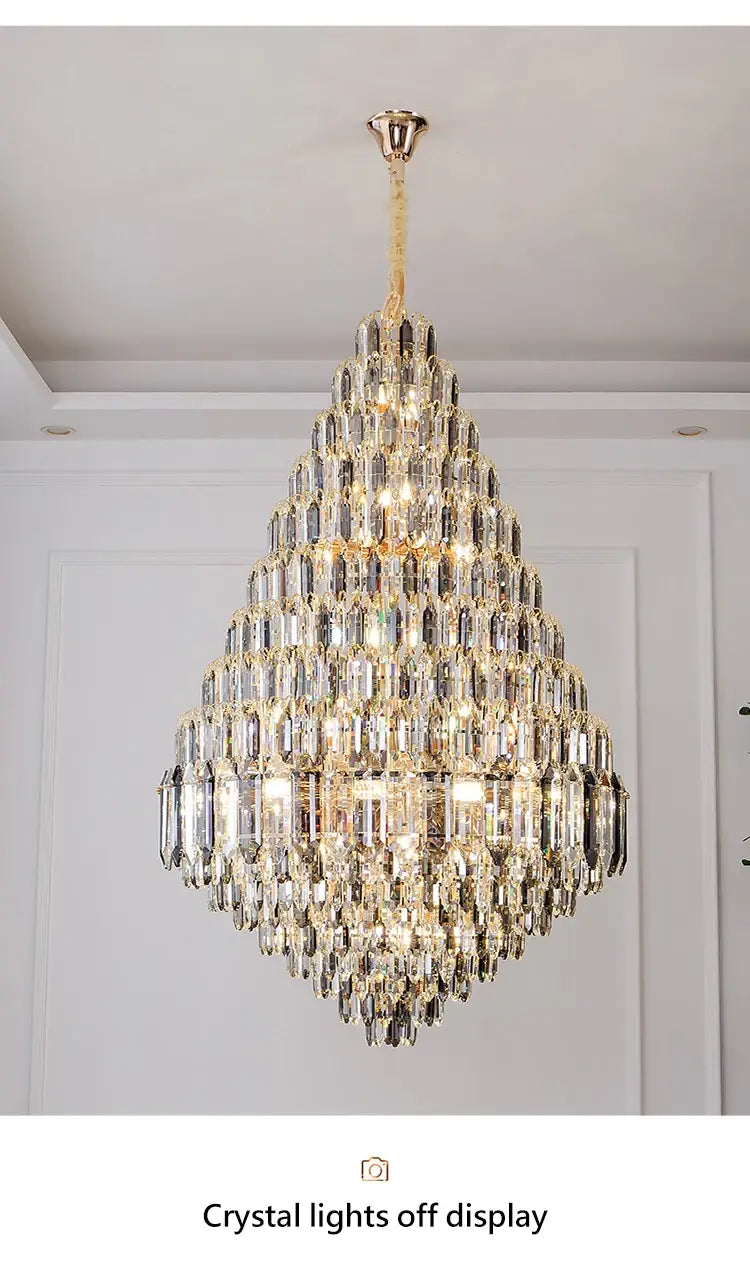 Large Chandelier Indoor Decorative Luxurious Golden Amber