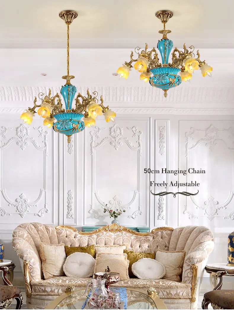 French Ceramic Chandelier European-Style Villa Restaurant