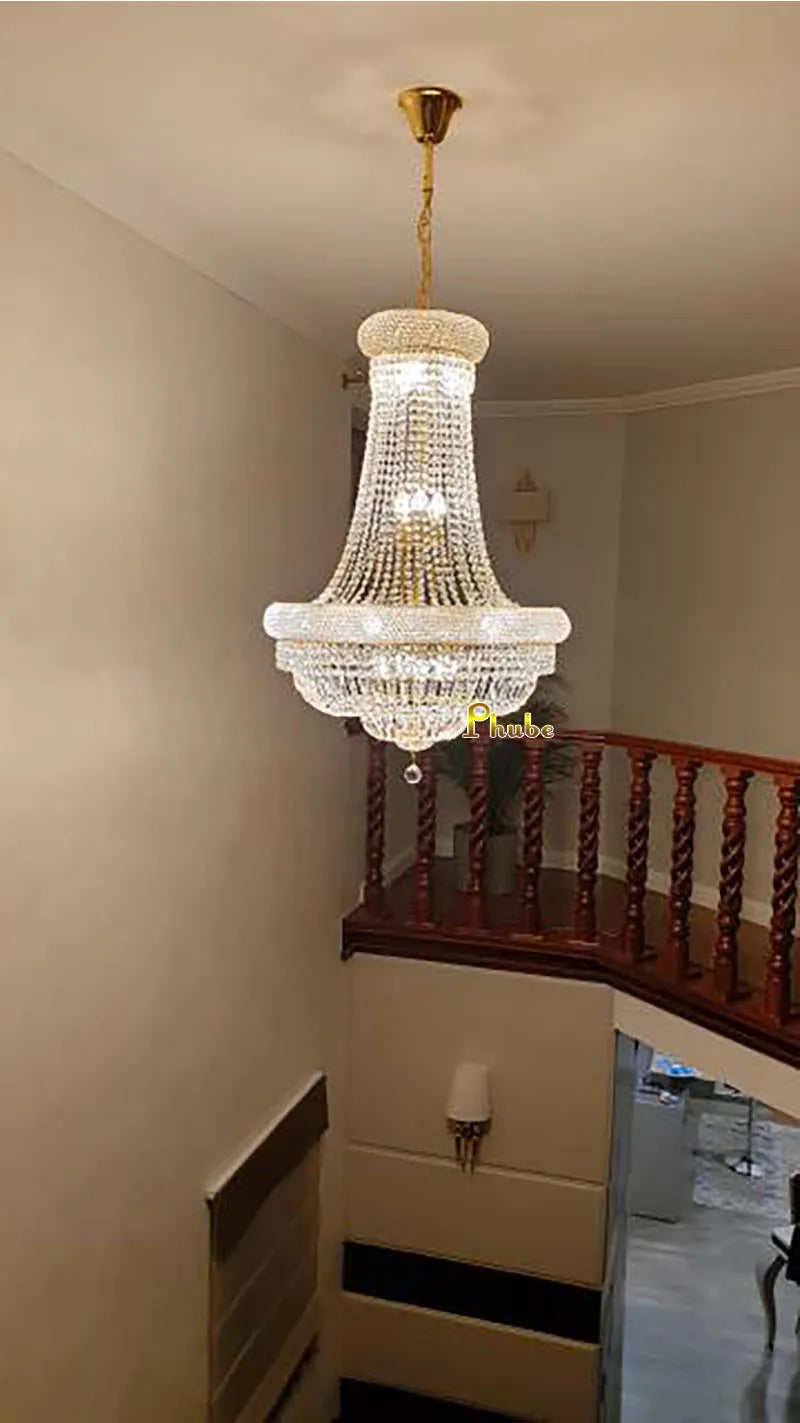 Empire Gold Crystal Chandelier - Elegance for Foyer, Kitchen