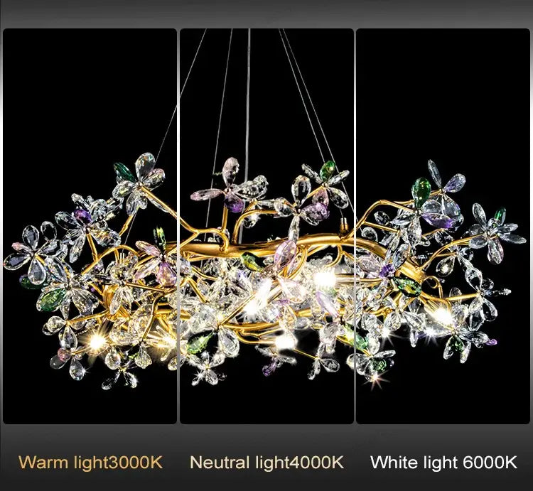 Liana French Crystal Gold Pendant Lamp for Dining & Villas
