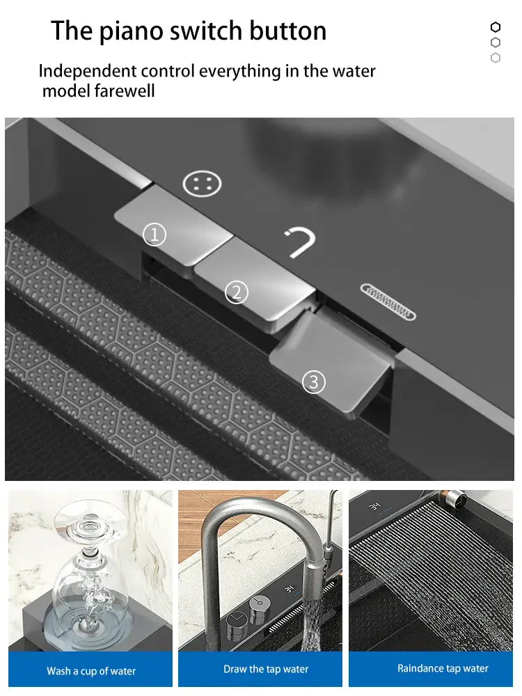 Waterfall Sink Basin Large Single Slot Digital Display 304